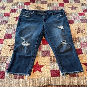 Maurices Dark Blue Distressed Capris
